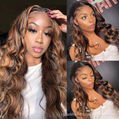 P4/27 Blonde Highlights Wig Human Hair Mix Color Deep Curly Wave Pre-Plucked HD Transparent Lace Front Raw Virgin Hair Wigs